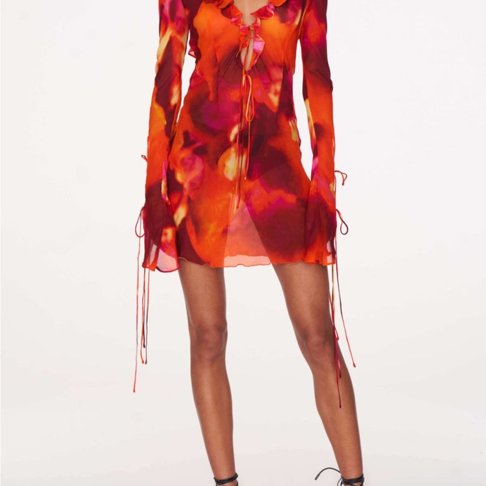 Vibrant Orange and Red Women's Dress